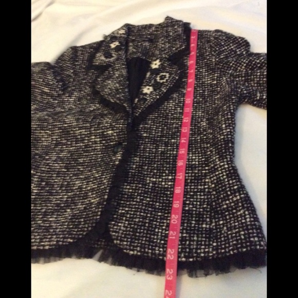 Karen Kane Great Black & Ivory Woven Jacket sz 8 - Picture 16 of 16